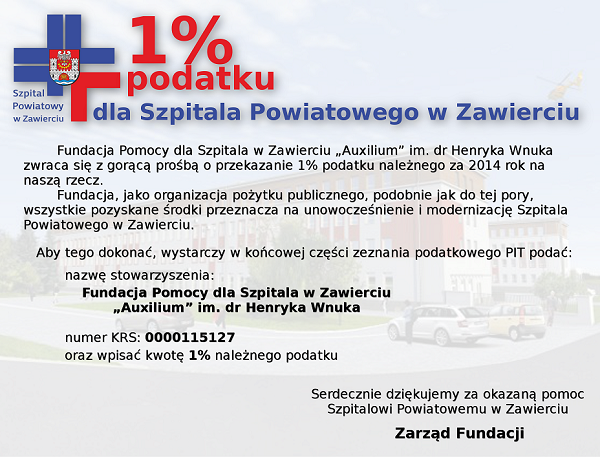 1% podatku dla Szpitala Powiatowego w Zawierciu